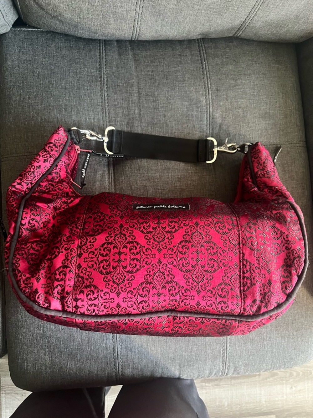 Petunia Pickle Bottom Fuchsia Damask Hobo Shoulder Bag